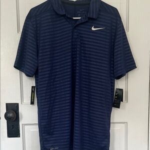 Nike Men's Navy Striped Polo Shirt